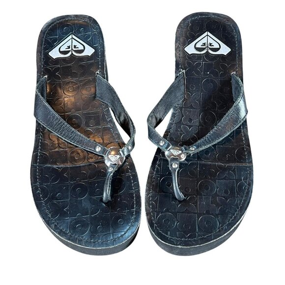 Vintage Black Roxy Silver Platform Sandals - Picture 1 of 4